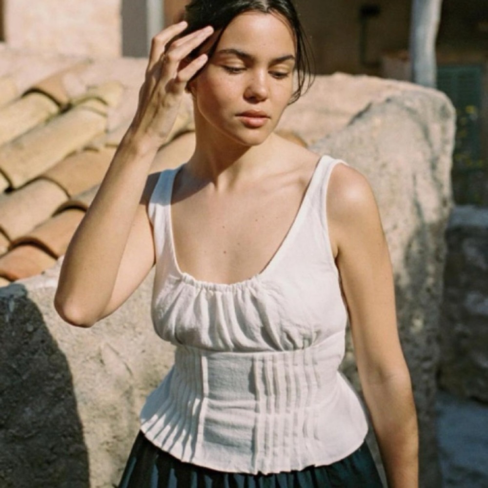 Harly Jae Reverie Blouse — Pintuck Tie Back Cami Tank Top